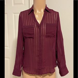 Express Button Down Portofino Dress Shirt Cranberry Wrinkle Resistant Size Small